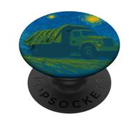 Camion à benne basculante vert - Style nuit étoilée Van Gogh PopSockets PopGrip Adhésif