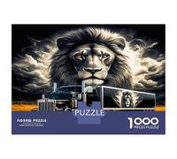 Camion à tête de Lion 1000 Pièces Puzzle Majesté de Camion Sauvage Puzzle Premium Carton Épais - Ultra Dur, Détente Créativité, pour Les Adultes 38x26cm/1000pcs
