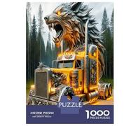 Camion à tête de Loup 1000 Pièces Puzzle Premium Puissance de Camion Sauvage Coffret Puzzle Carton Solide - Ultra Dur pour Couples, Top Noté, Cadeau Noël Parfait pour Tout Le Monde 52x38cm/1000pcs