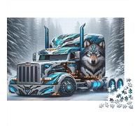 Camion à thème Loup - Puzzle de 1000 pièces pour Adultes - Semi-remorque coloré à thème Loup - Magnifiquement illustré - Activité stimulante à Faire à la Maison - 70 x 50 cm / 1000 pièces