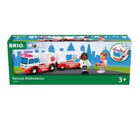 BRIO World - 36035 - Camion Ambulance Son et Lumière - Piles incluses - pour Circuit de Train en Bois - Jouet pour garçons et Filles à partir de 3 Ans