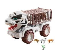 Camion Animal - Tiger Prison Car Toy, Tire Back Transport Vehicle | Jouet de la Jungle éducatif pour, Voiture à Friction avec Cage, Jeu de Jeu de Sauvetage Animal Amusant pour Les Tout-Petits
