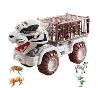 Camion Animal - Transporter de Tigre, véhicule de Safari en Cage | Carrier de la Faune alimentée à l'inertie, Jungle Adventure Playset for Boys Girls, éducation du Zoo de la Prison pour Le ca