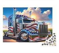 Camion avec Le Drapeau américain Format 1000 Pièces Adultes Cadeau Anniversaire Activity À La Maison Puzzle Difficile Qualité Premium Carton Résistant 52x38cm/1000pcs
