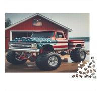 Camion avec Le Drapeau américain Format 1000 Pièces Famille Cadeau Fête des Mères Stimulation Cérébrale Qualité Premium Antistress Carton Épais 52x38cm/1000pcs