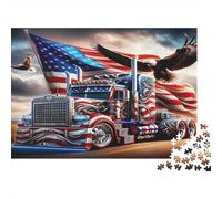 Camion avec Le Drapeau américain Grille 1000 Pièces Famille Cadeau Anniversaire Antistress Développement De La Concentration Top Qualité Carton Épais 52x38cm/1000pcs