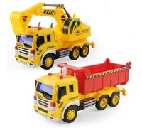 Camion Benne et Camion Pelleteuse Inertiels pour Enfants - Jouet Excavator Dumper Truck 1/16 avec LED et Son