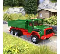 Herpa Camion Miniature Mercedes/Iveco Capot Long Camion-Benne 3 essieux, Vert, Miniature à l’échelle 1:87, Objet de Collection, fabriqué en Allemagne, Plastique