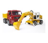 Camion Benne MAN avec Pelleteuse Liebherr - BRUDER - 144565 - Jaune - Pour Enfant à partir de 3 ans