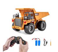 Camion-benne RC VEVOR, 9 canaux, échelle 1:18, camion-benne télécommandé, camion-jouet de chantier RC avec cabine métallique et lumière, 2 batteries rechargeables