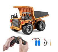 Camion-benne RC VEVOR, 9 canaux, échelle 1:18, camion-benne télécommandé, camion-jouet de chantier RC avec plateau métallique et lumière, 2 batteries rechargeables