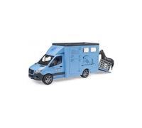 Camion Betaillere Mb Sprinter Bleu + Cheval - Van Chevaux, Transport Animaux - Bruder Vehicule 1:16 - Avec Carte Tigre