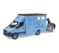 Camion betaillere MB Sprinter bleu + Cheval - Van chevaux, transport animaux - Bruder Vehicule 1:16 - Avec Carte tigre