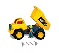 CAT Construction Toys, Power Action Crew Camion à Benne basculante de 12 po avec Figurine, lumières et Sons, 3 Ans et Plus
