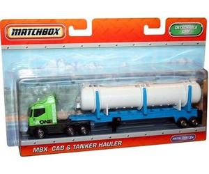 Camion citerne citerne Vert et Bleu : mbx Cab & Tanker Hauler 22.5 cm Environ - Set véhicule Miniature pour Matchbox avec Carte