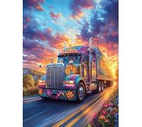 Camion coloré roulant sur une autoroute 1000 Pièces Puzzle Créatif En Carton Anti-Déchirure Haute Densité Faune sauvage et animaux de compagnie Difficulté Moyenne Activité Manuelle Loisir Créatif Cade