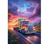 Camion coloré roulant sur une autoroute 1000 Pièces Puzzle Famille En Carton Anti-Déchirure Faune sauvage et animaux de compagnie Difficulté Moyenne Jeu De Société Soirée Entre Amis Cadeau Noël Famill