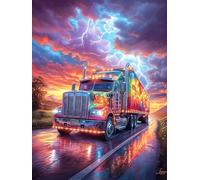 Camion coloré roulant sur une autoroute at Night 300 Pieces Casse-tête Débutant En Carton Épais Paysages et science-fiction Facile Apprentissage Loisir Créatif Passe-Temps Cadeau Créatif Événement Fes