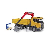 bruder Camion de chantier Scania Super 560R avec grue et 2 palettes, Modèle réduit de voiture