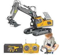 Camion de construction RC - Véhicule électrique, lumières sonores réalistes | Toy Boys télécommandés de 6 ans, sites d'équipement de jeu en plein air, construction durable, idée de proie