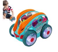 Camion de course rotatif - Véhicule de mouvement ABS de 15,7 cm - Voiture sensorielle à engrenages - Cruiser musical lumineux coloré avec système de conduite Bump and Go - Jouet pour enfants et filles