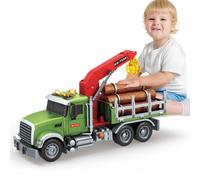 Camion de ferme Wenbeier pour enfants, grand camion forestier de 15 pouces avec grue de chargement et 6 bois - Camion grumes avec son et lumi r