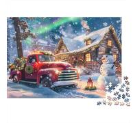 Camion de Noël et Neige Puzzle 1000 Pièces À Monter Adultes Loisir Détente Puzzle Éducatif Amélioration De La Mémoire sans Danger Carton Recyclé 100% 70x50cm/1000pcs