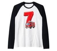 Camion de Pompier 7e Anniversaire Véhicule de Pompier Enfants Seven 7 Manche Raglan