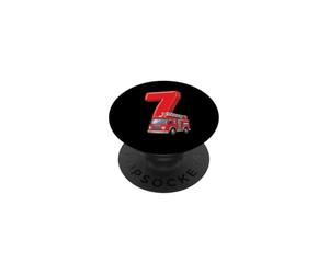 Camion de Pompier 7e Anniversaire Véhicule de Pompier Enfants Seven 7 PopSockets PopGrip Adhésif