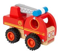 small foot 11075 Camion de pompiers en bois, facile d'accès, avec roues caoutchoutées, à partir de 18 mois, Rouge
