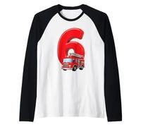 Camion de Pompier pour 6e Anniversaire Véhicule de Pompier pour Enfants Six Manche Raglan
