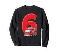 Camion de Pompier pour 6e Anniversaire Véhicule de Pompier pour Enfants Six Sweatshirt