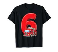 Camion de Pompier pour 6e Anniversaire Véhicule de Pompier pour Enfants Six T-Shirt
