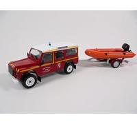 - Camion de Pompiers 1/43 Land Rover Defender avec canot de Sauvetage SDIS Indre - Véhicule léger Sapeurs Pompiers Hachette CPL12