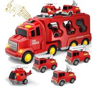 Camion de pompiers 5 en 1 à friction pour tout-petits de 3 à 6 ans - Rouge