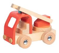 Gollnest & Kiesel Camion de pompiers goki 55839 – Bois, échelle mobile, dès 2 ans – Rouge