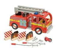 Le Toy Van - Pretend Play Wooden Fire Engine Toy Truck Vehicle Play Set Includes Firefighter Figure and Accessories , Fireman Playset For 3 Year Olds +