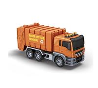 Camion de Recyclage Jouet avec lumières et Sons, basculeur à Pompe, entraînement par Friction, 3 bacs de Recyclage Inclus - Camion Poubelle à Piles