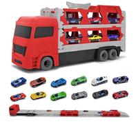 Camion de Transport - BLEOSAN - Pliable Double Couche - 12 Voitures en Alliage - Jouet Enfant Garçon