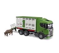 Camion de transport d'animaux - BRUDER - Scania Super 560R - Rampe extensible - Bœuf inclus