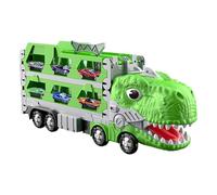 Camion De Transport De Dinosaures - Piste De Course Pliable De 62 Pouces, Porte-voiture Portable, 6 Véhicules De Course, Ensemble De Jeu Amusant, Jouet De Transport Durable | Camion De Dinosaure De No