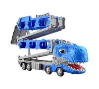 Camion de Transport - Remorque de Voiture Dinosaure Convertible avec poignée de Transport, Piste Pliable | Ensemble de véhicules avec 12 Voitures en métal, Fonction de Course à Deux Joueurs,