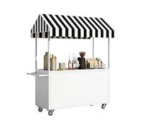 Camion De Vente Mobile Avec Auvent | Food Truck Équipé Pour Street Food, Glaces, Snacks | Utilisation Commerciale Extérieure | Robuste Et Polyvalent(White,120cm/47.2in)