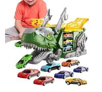 Camion dinosaure 12 mini voitures et double voie portable avec poignée de transport pour