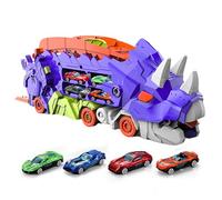 Camion Dinosaure Pliable,Camion Dinosaure Coulissant Pliable,Jouets de camion dinosaure pour | Camion de transport de dinosaures pour de 3 à 6 ans, camion porteur avec piste de course coulissante plia