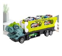 Camion Dinosaure - Véhicule De Transport D'animaux 34x6,5x10,5 Cm | Jouets De Dinosaures ABS, Camion De Dinosaures Coulissant Pliable Avec 6 Voitures, Camions De Transport Monstres, Voiture De Dinosau