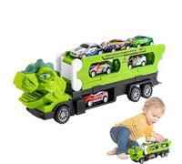 Camion dinosaure - Véhicule de transport d'animaux pliable coulissant avec 6 voitures - Kit de jeu durable avec plusieurs voitures - Jouet éducatif interactif - Construction en plastique sûr - Idéal