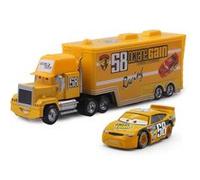 Camion Pixar Mack-A26 avec 1 petit véhicule , 1:55 moulé, 21*6.5*4.5cm -Jaune