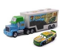Camion Disney Pixar Mack-A34 avec 1 petit véhicule , 1:55 moulé , 21*6.5*4.5cm - Bleu/Blanc Bleu