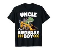 Camion d'ouvrier du bâtiment en forme de dinosaure Oncle of the Birthday Boy T-Shirt